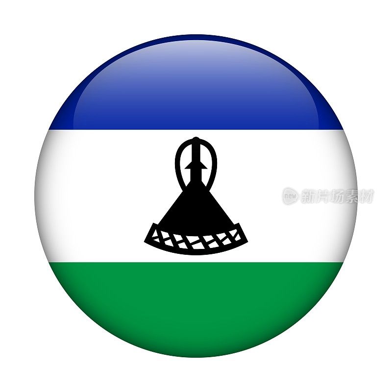 莱索托国旗。矢量图标。用于web, app, ui的玻璃按钮。光滑的旗帜。